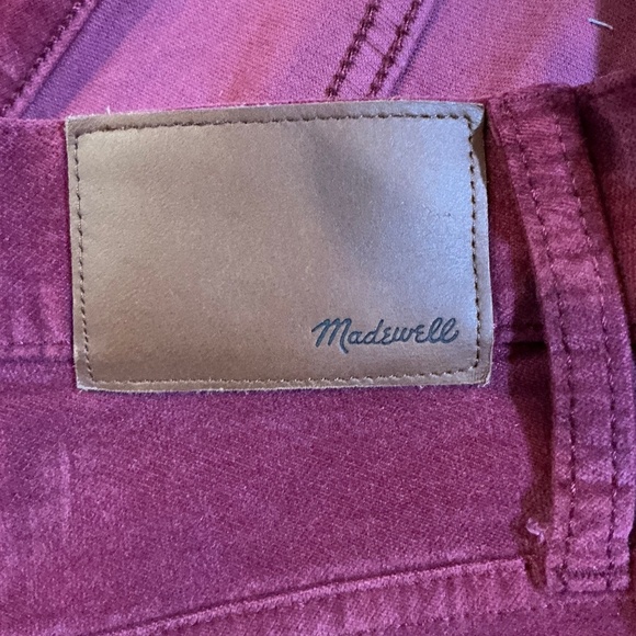 Madewell 10" High-Rise Skinny Jeans Stretch Velvet Dusty Burgundy Women’s 26 - Picture 7 of 9